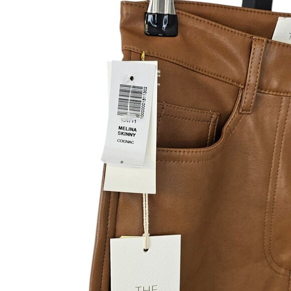 Aritzia Wilfred The Melina Skinny Leg, High Rise, Vegan Leather, Cognac Size 0 - Picture 8 of 9